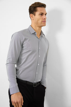 Performance Business Shirt in Navy/White Bengal Stripe - TAILORED ATHLETE - USA