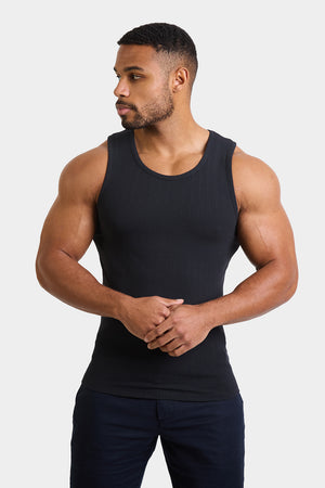 Needle Out Ribbed Vest in Black - TAILORED ATHLETE - USA