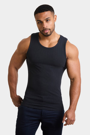 Needle Out Ribbed Vest in Black - TAILORED ATHLETE - USA