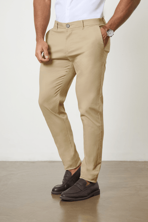 Athletic Fit Cotton Stretch Chino Pants in Dark Stone - TAILORED ATHLETE - USA