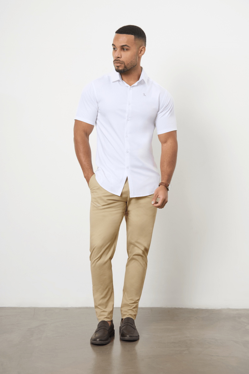 Athletic Fit Cotton Stretch Chino Pants in Dark Stone