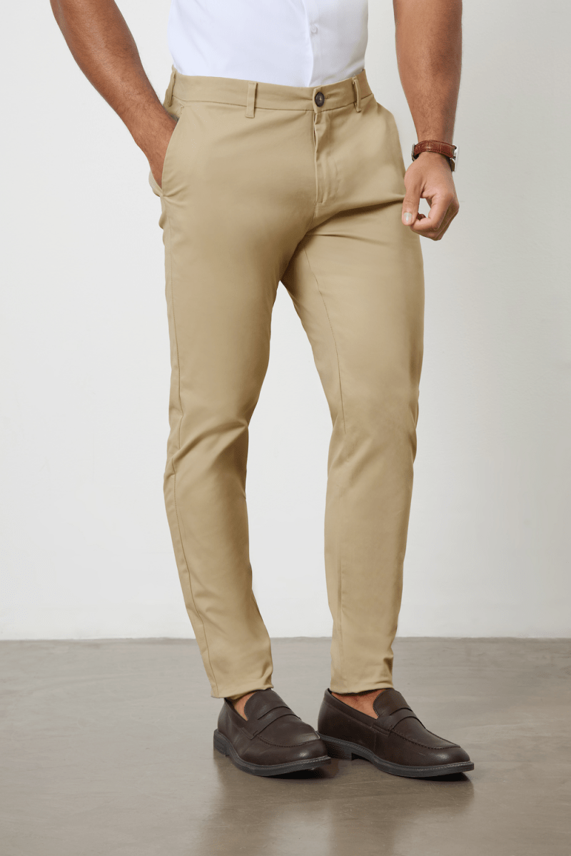 Athletic Fit Cotton Stretch Chino Pants in Dark Stone