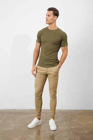 Short Sleeve Waffle T-Shirt in Khaki - TAILORED ATHLETE - USA