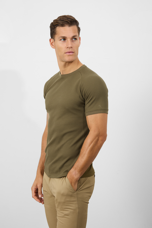 Short Sleeve Waffle T-Shirt in Khaki - TAILORED ATHLETE - USA