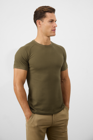 Short Sleeve Waffle T-Shirt in Khaki - TAILORED ATHLETE - USA