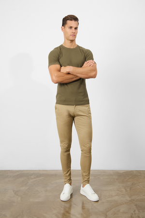 Short Sleeve Waffle T-Shirt in Khaki - TAILORED ATHLETE - USA