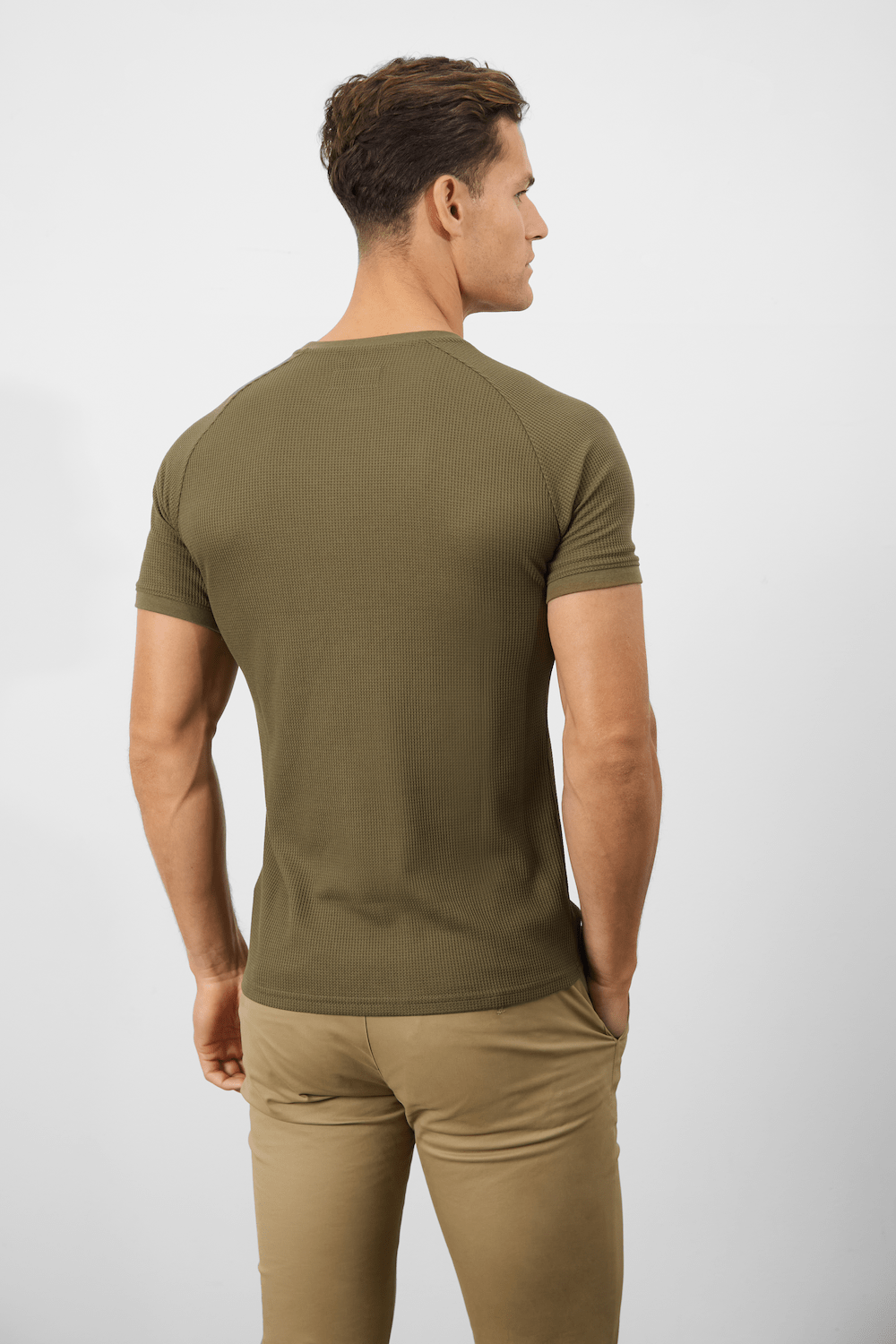 Short Sleeve Waffle TShirt in Khaki TAILORED ATHLETE USA