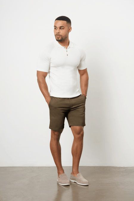 Athletic Fit Stretch Chino Shorts 7" in Khaki - TAILORED ATHLETE - USA