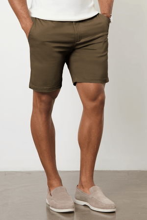 Athletic Fit Chino Shorts 7" in Khaki - TAILORED ATHLETE - USA