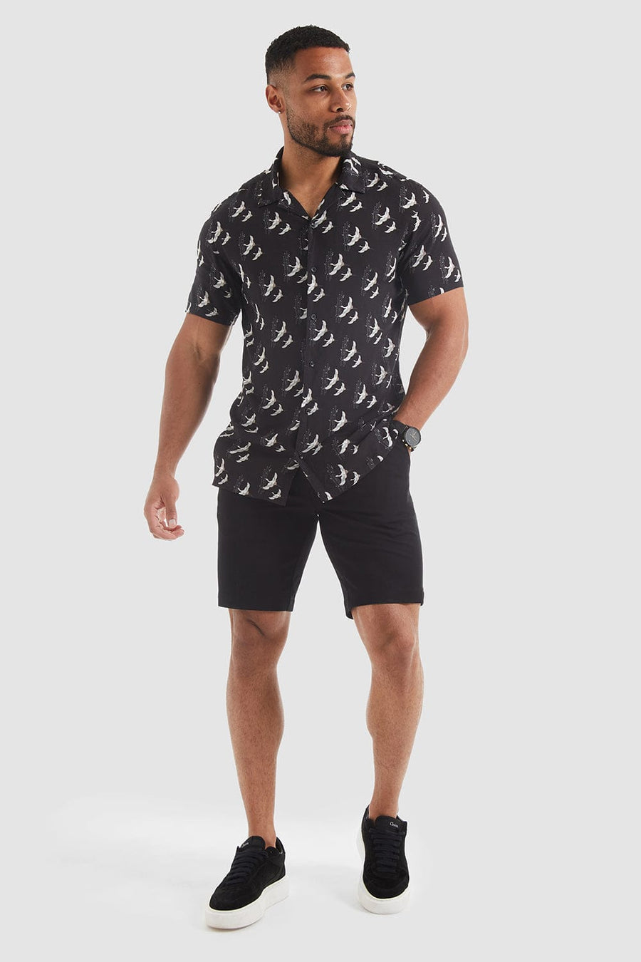Oriental Bird Print Shirt - TAILORED ATHLETE - USA