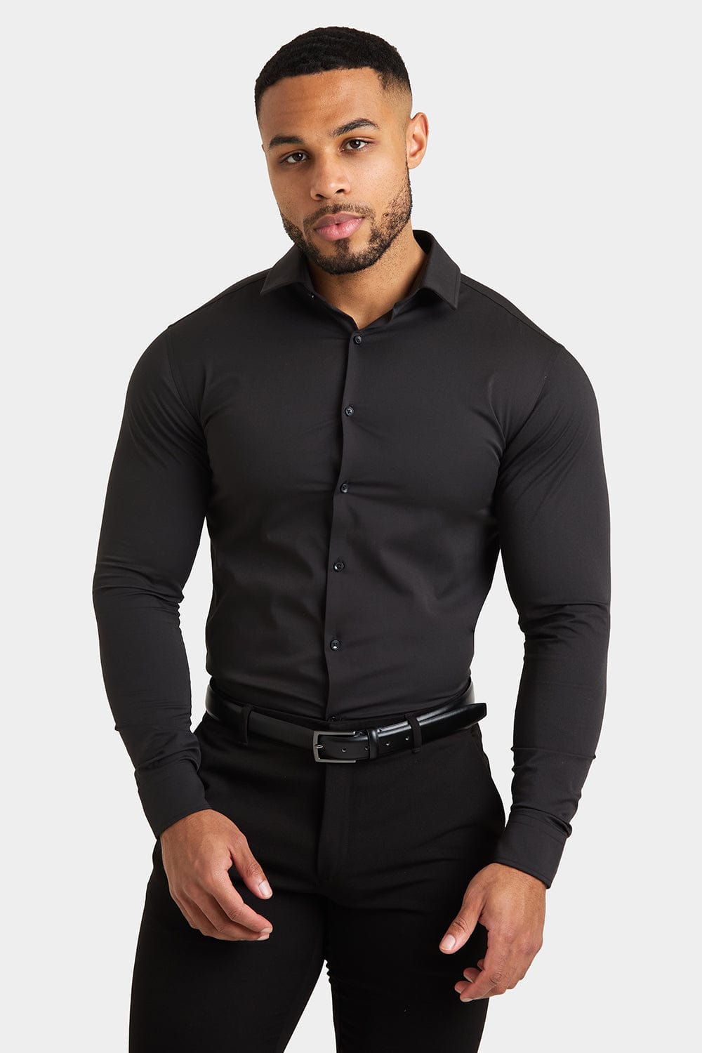 Athletic Fit Dress Shirt in Black - TAILORED ATHLETE