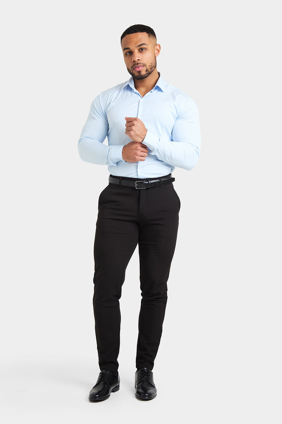 Performance Business Shirt in Blue Mid Stripe - TAILORED ATHLETE - USA