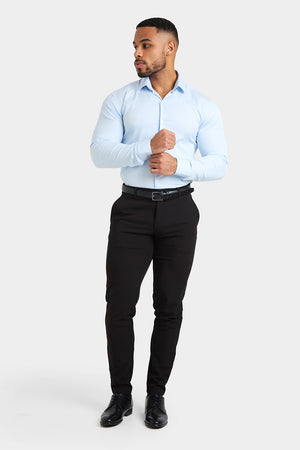 Performance Business Shirt in Blue Mid Stripe - TAILORED ATHLETE - USA
