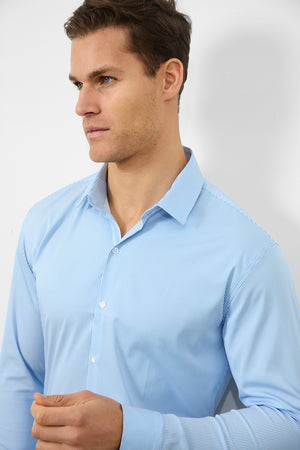 Performance Business Shirt in Blue/White Bengal Stripe - TAILORED ATHLETE - USA