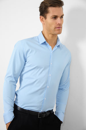 Performance Business Shirt in Blue/White Bengal Stripe - TAILORED ATHLETE - USA