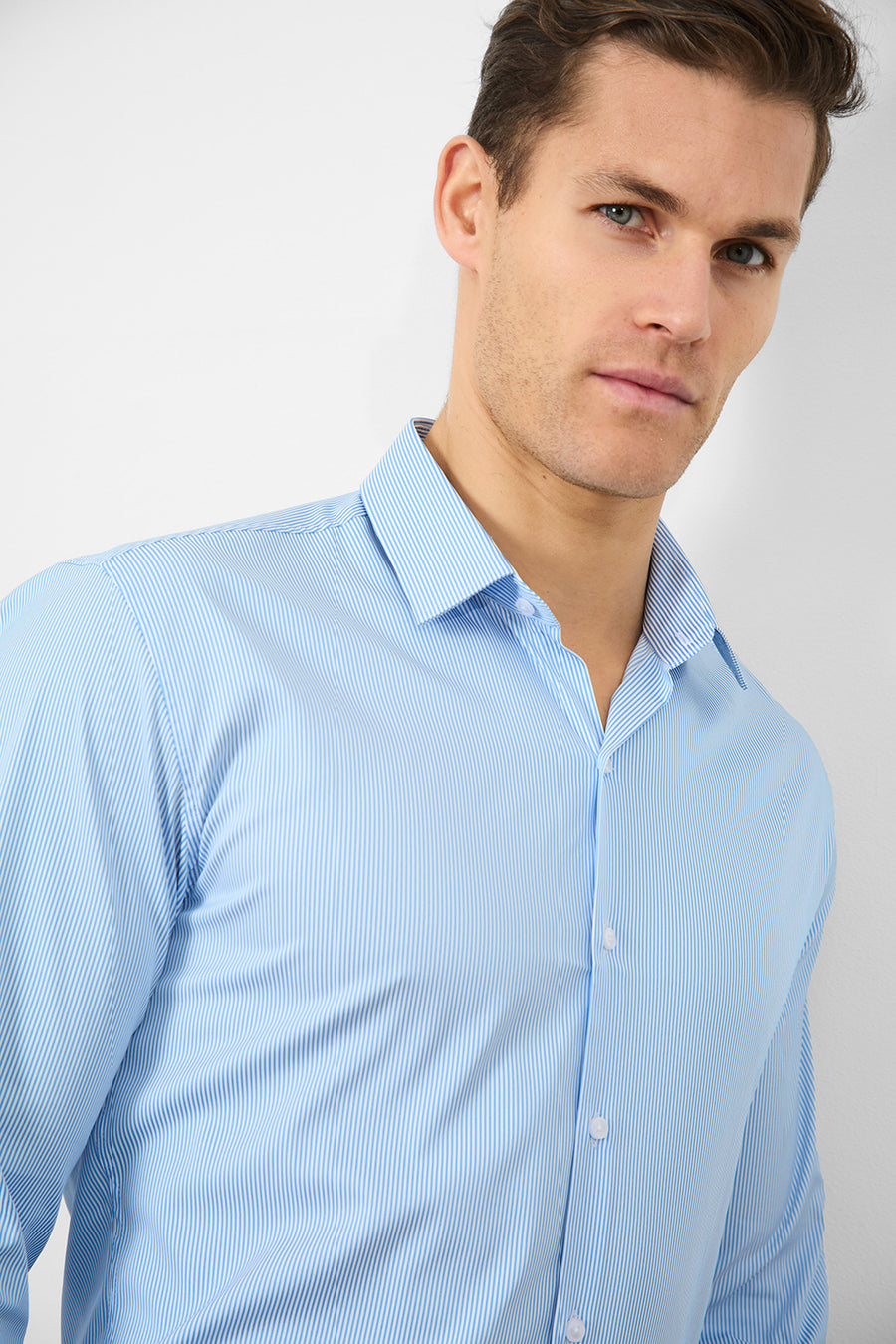 Performance Business Shirt in Blue/White Bengal Stripe - TAILORED ATHLETE - USA