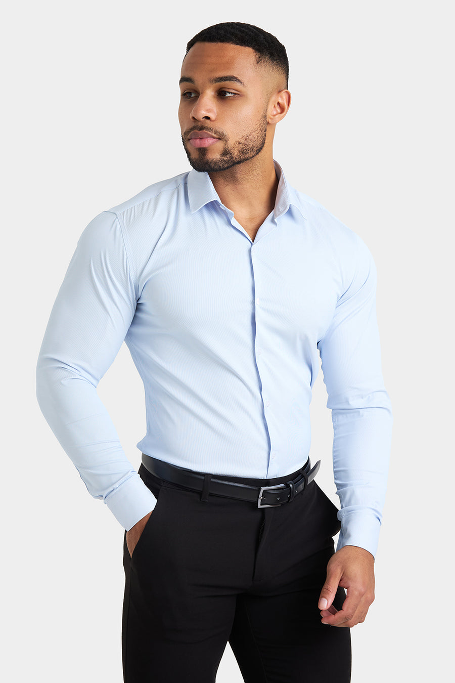 Performance Business Shirt in Blue Fine Stripe - TAILORED ATHLETE - USA