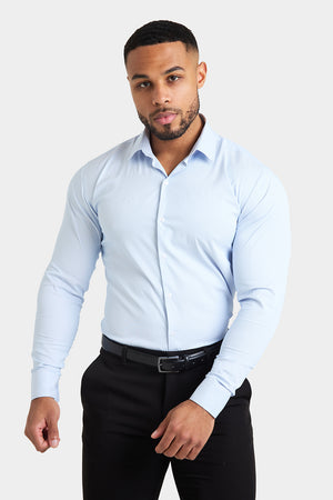 Performance Business Shirt in Blue Fine Stripe - TAILORED ATHLETE - USA