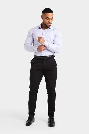 Performance Business Shirt in Lilac Fine Stripe - TAILORED ATHLETE - USA