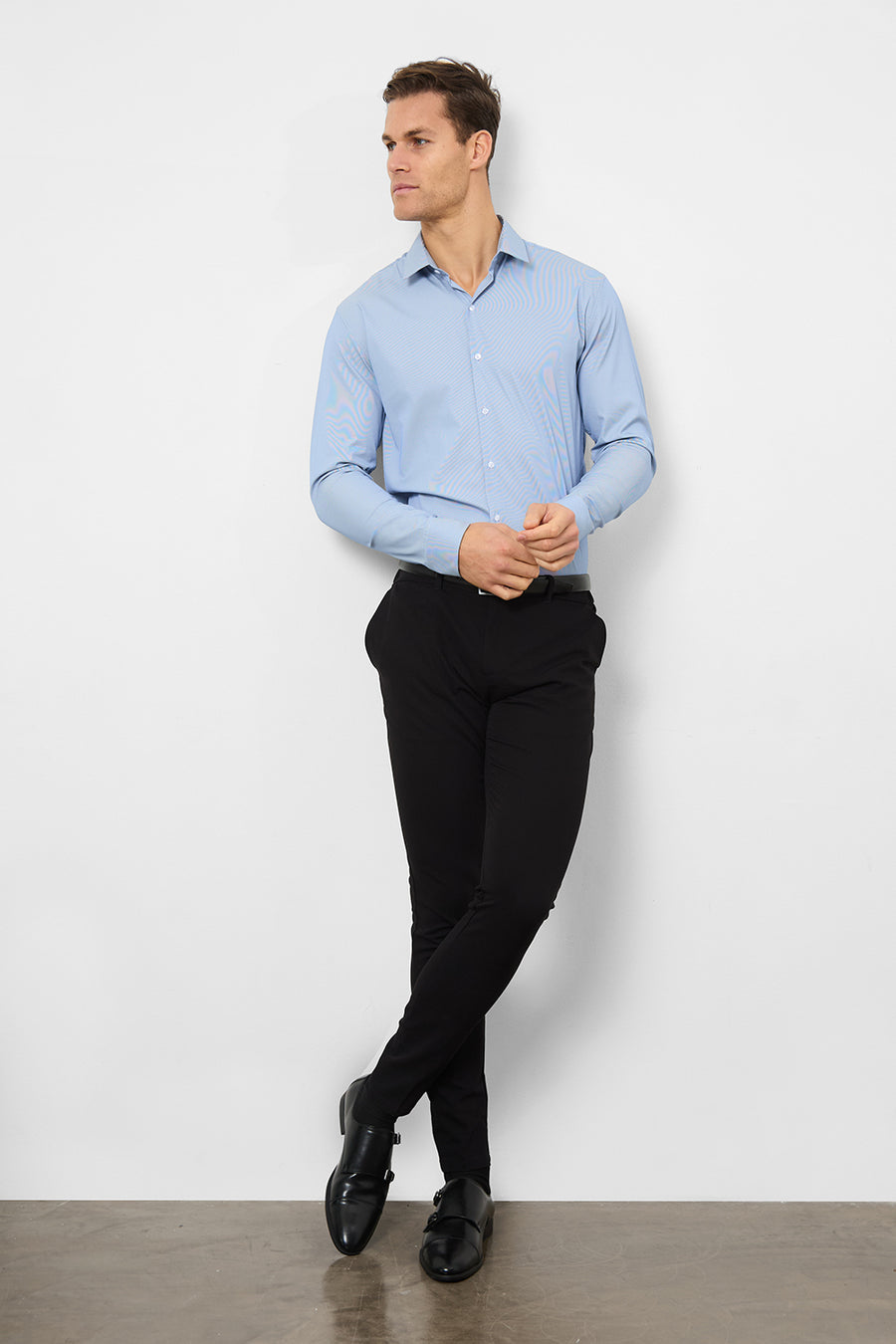 Performance Business Shirt in Navy/White Micro Stripe - TAILORED ATHLETE - USA