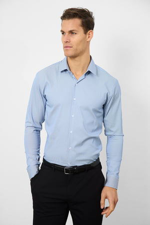 Performance Business Shirt in Navy/White Micro Stripe - TAILORED ATHLETE - USA