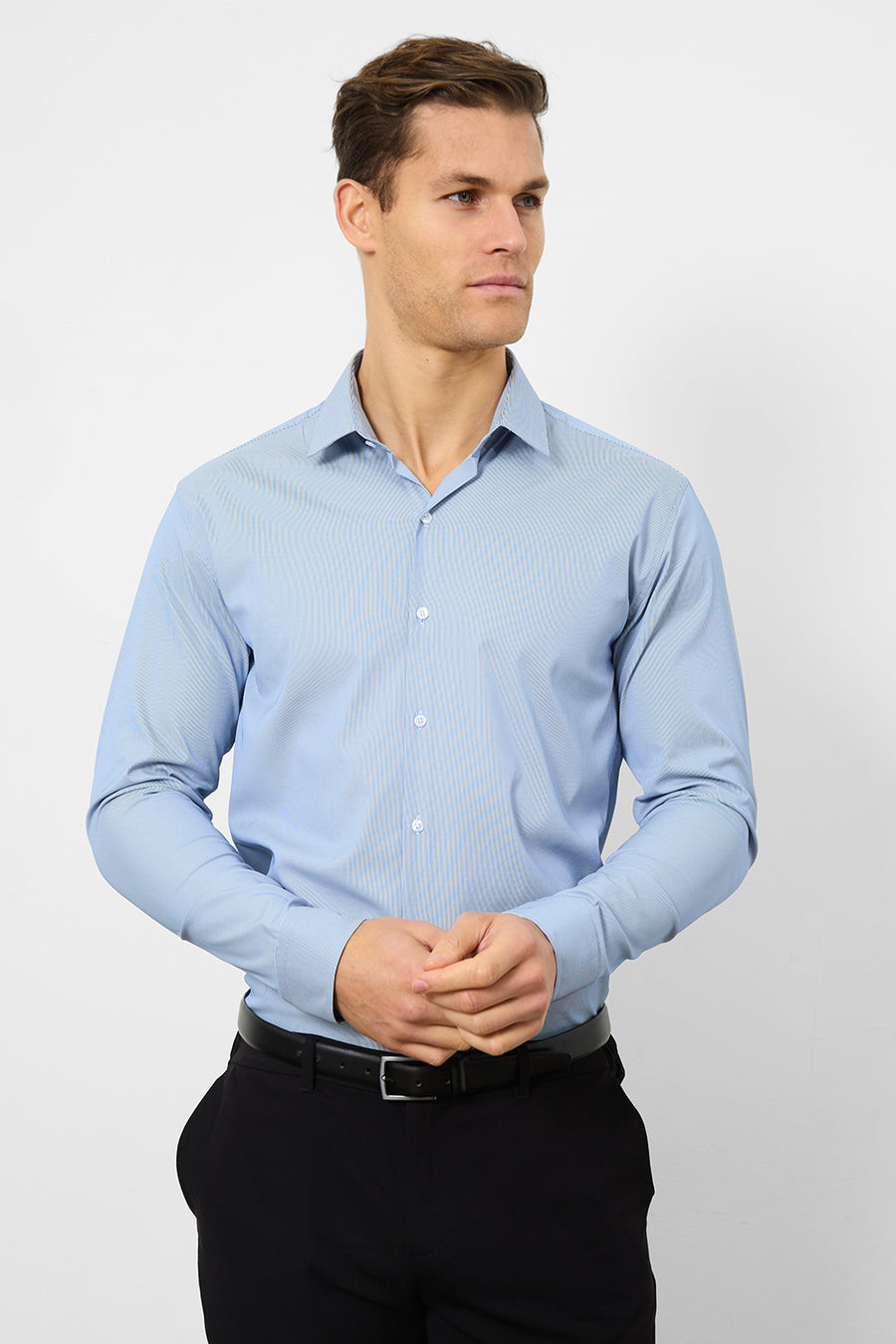 Performance Business Shirt in Navy/White Micro Stripe - TAILORED ATHLETE - USA