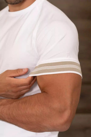 Tipped Fashion Fit T-Shirt in White/Stone - TAILORED ATHLETE - USA
