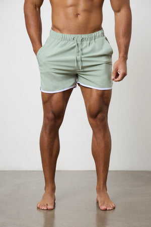 Piped Swim Short in Soft Sage - TAILORED ATHLETE - USA