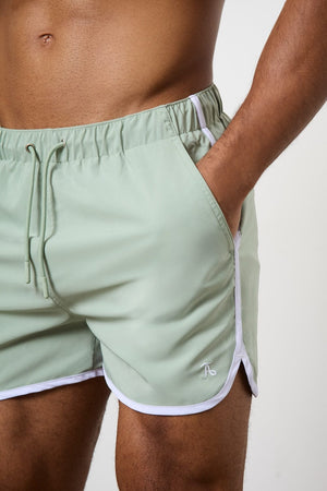 Piped Swim Short in Soft Sage - TAILORED ATHLETE - USA