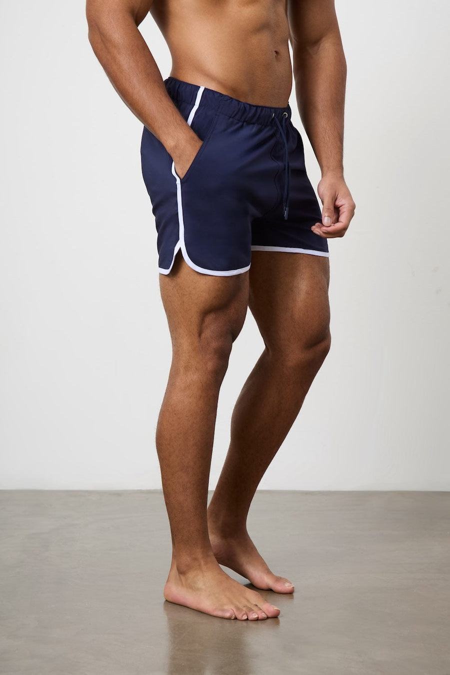 Piped Swim Short in Navy - TAILORED ATHLETE - USA