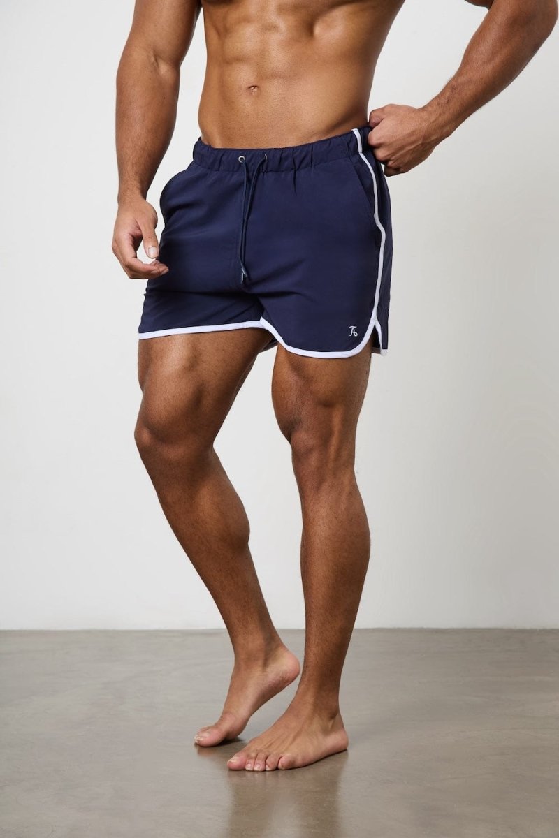 Piped Swim Short in Navy - TAILORED ATHLETE - USA