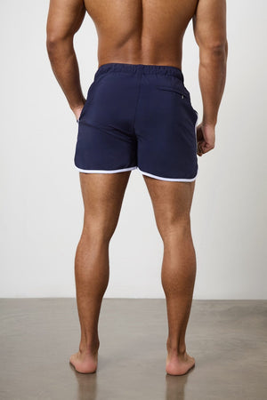 Piped Swim Short in Navy - TAILORED ATHLETE - USA