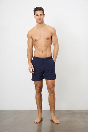 Plain Swim Short in Navy - Longer Length - TAILORED ATHLETE - USA