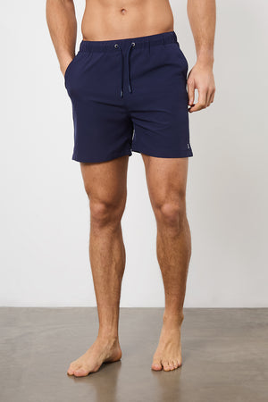 Plain Swim Short in Navy - Longer Length - TAILORED ATHLETE - USA