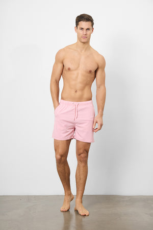 Plain Swim Short in Pale Pink - Longer Length - TAILORED ATHLETE - USA