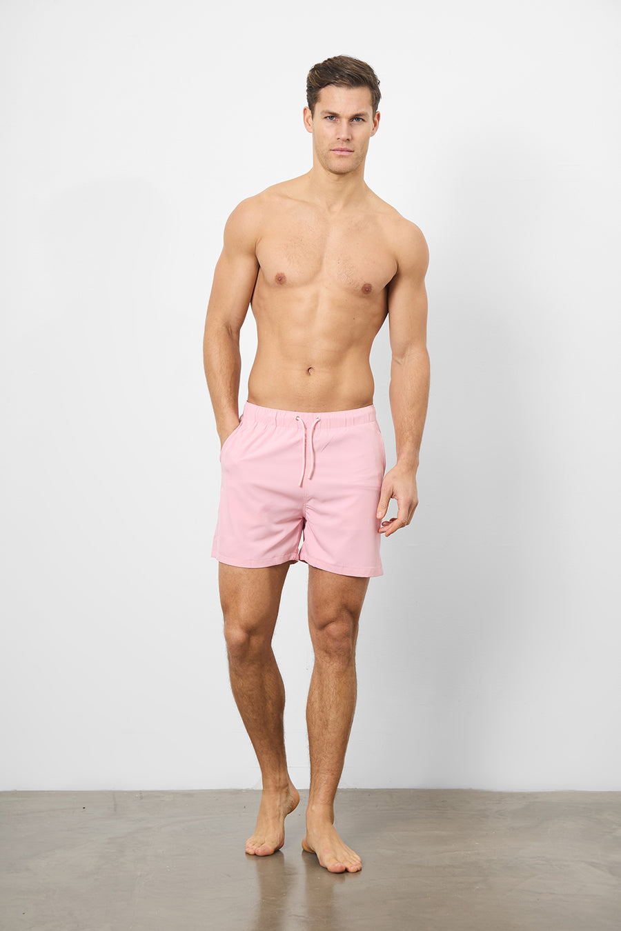 Plain Swim Short in Pale Pink - Longer Length - TAILORED ATHLETE - USA