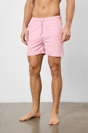 Plain Swim Short in Pale Pink - Longer Length - TAILORED ATHLETE - USA