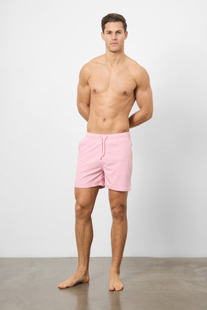 Plain Swim Short in Pale Pink - Longer Length - TAILORED ATHLETE - USA