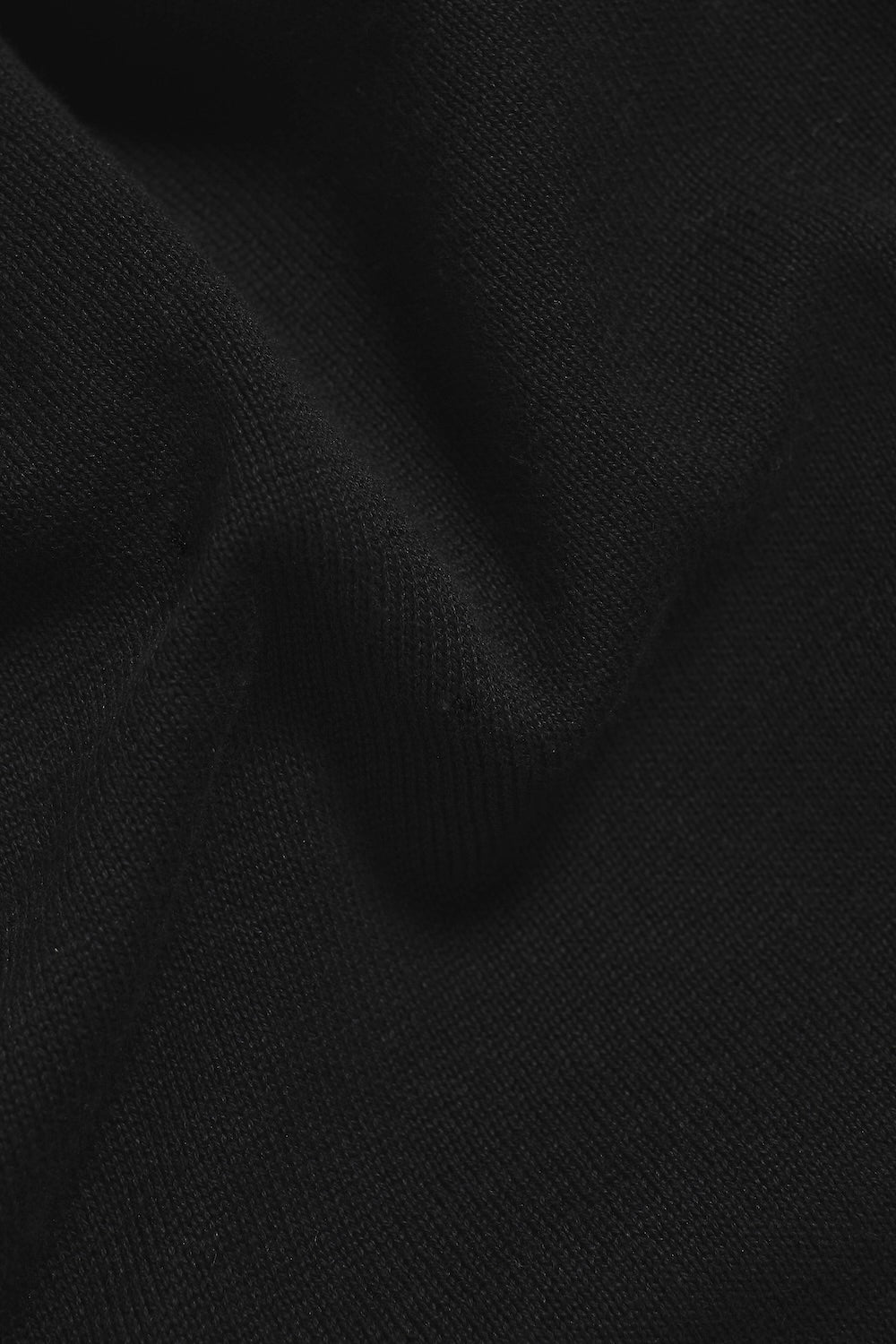 Pure Cotton Knitted Open Collar Polo Shirt in Black
