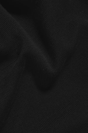 Pure Cotton Knitted Open Collar Polo Shirt in Black