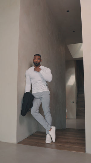 Athletic Fit Long Sleeve T-Shirt in White