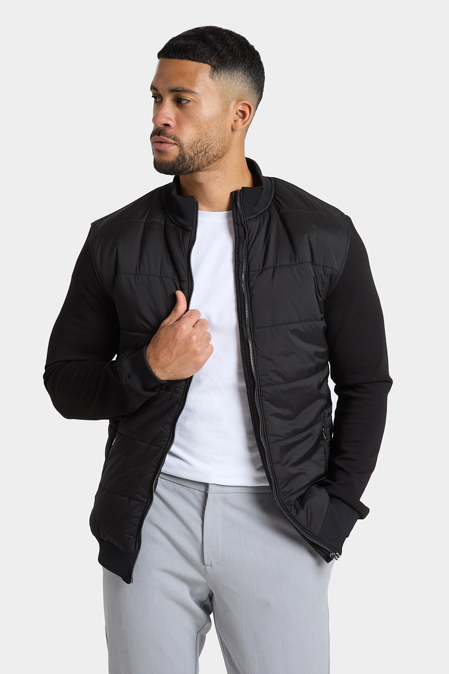 Quilted Hybrid Jacket in Black - TAILORED ATHLETE - USA