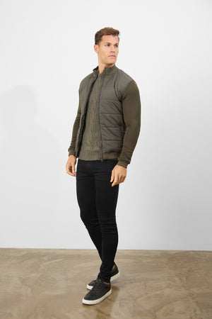 Quilted Hybrid Jacket in Khaki - TAILORED ATHLETE - USA