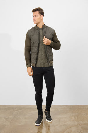 Quilted Hybrid Jacket in Khaki - TAILORED ATHLETE - USA