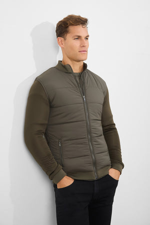 Quilted Hybrid Jacket in Khaki - TAILORED ATHLETE - USA