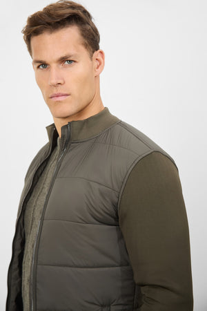 Quilted Hybrid Jacket in Khaki - TAILORED ATHLETE - USA