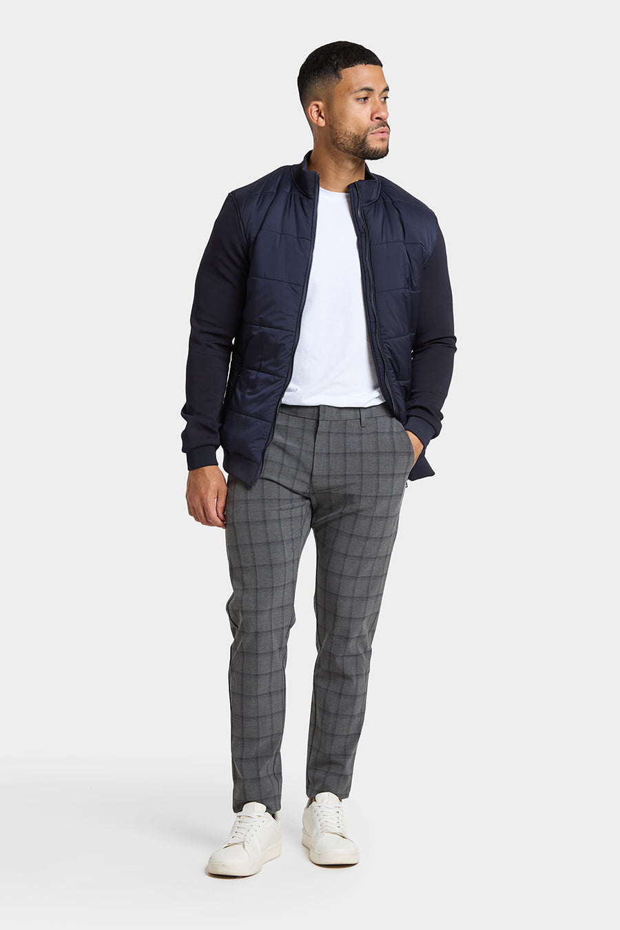 Quilted Hybrid Jacket in Navy - TAILORED ATHLETE - USA