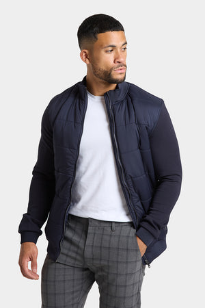 Quilted Hybrid Jacket in Navy - TAILORED ATHLETE - USA