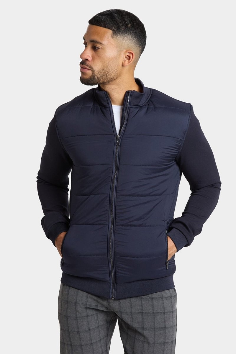 Quilted Hybrid Jacket in Navy - TAILORED ATHLETE - USA