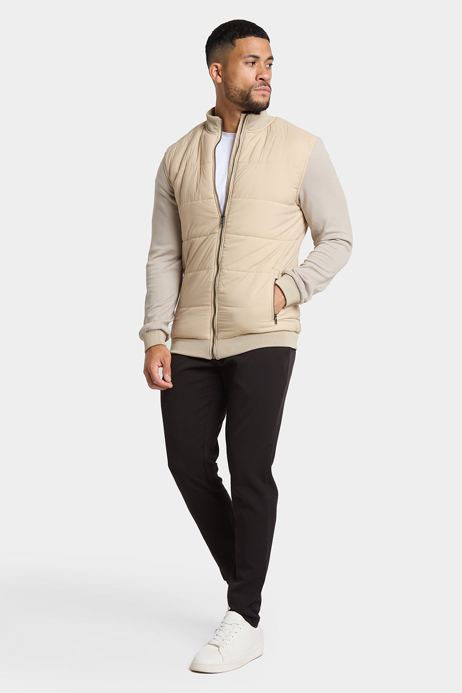 Quilted Hybrid Jacket in Stone - TAILORED ATHLETE - USA